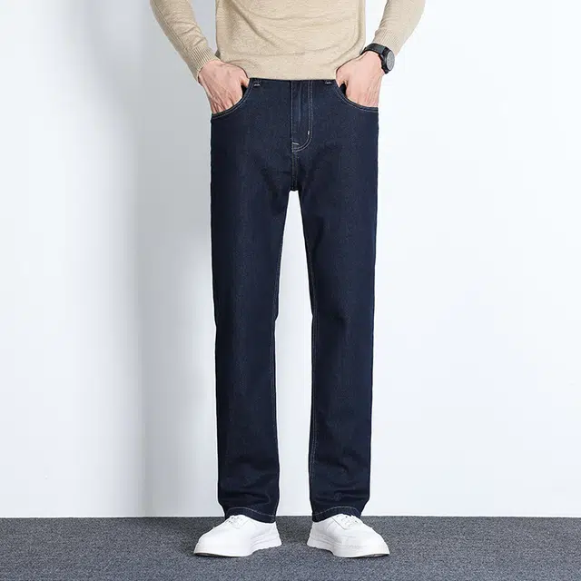 卡丹狄诺 天丝绵羊毛男士秋冬季厚款轻奢品质轻商务户外休闲百搭通勤男裤子男牛仔裤 男款