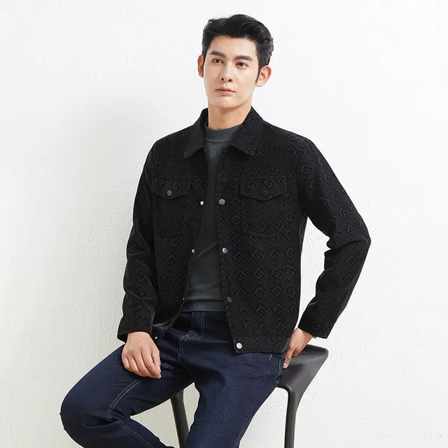 卡丹狄诺 经典翻领皮夹克男秋冬轻商务立体剪裁宽松休闲单排扣铆钉美式复古工装高街外套高级感行政皮衣 男款