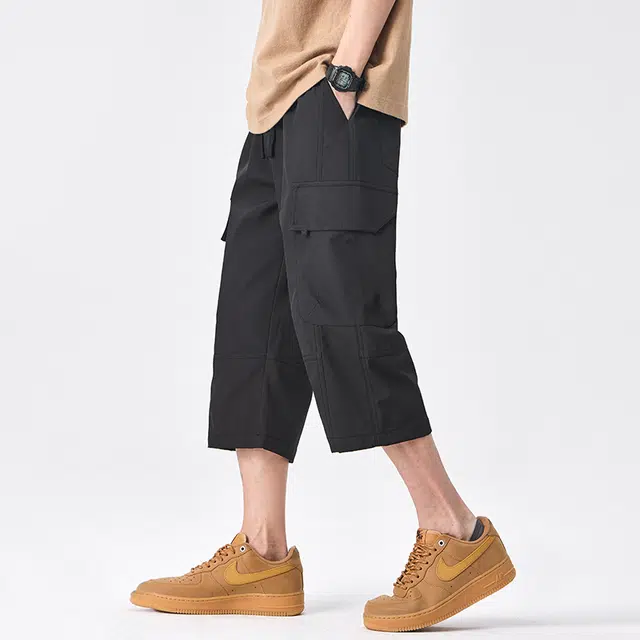 卡丹狄诺 户外休闲舒适透气夏季直筒宽松抽绳松紧腰多口袋潮流时尚七分工装短裤 男款