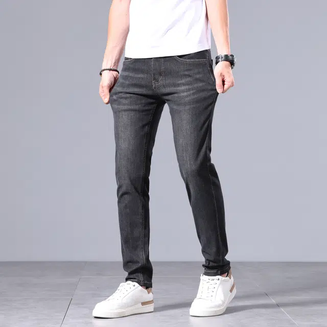 卡丹狄诺 修身男士夏季垂感宽松直筒牛仔裤 男款