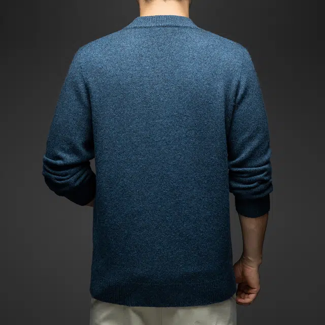卡丹狄诺 山羊绒绵羊毛男士冬季加厚保暖圆领羊毛衫男轻奢品质纯色休闲百搭打底衫毛衣 男款