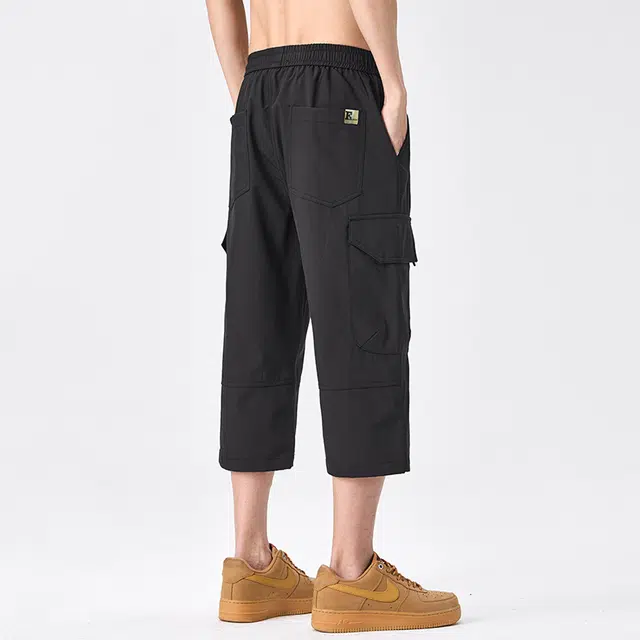 卡丹狄诺 户外休闲舒适透气夏季直筒宽松抽绳松紧腰多口袋潮流时尚七分工装短裤 男款