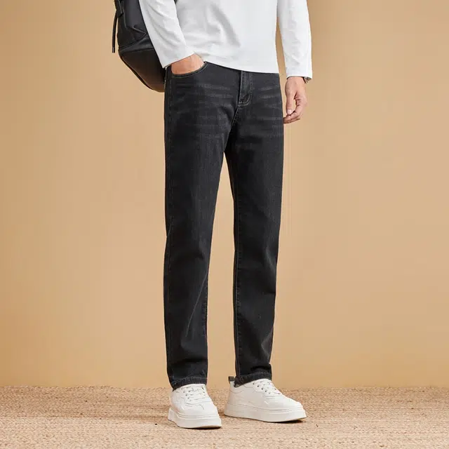 卡丹狄诺 加绒加厚立体修身男士秋冬直筒潮流百搭时尚舒适显高休闲裤男裤子男牛仔裤 男款