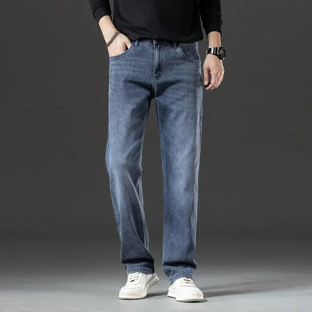 卡丹狄诺 重工水洗棉秋冬季厚款保暖舒适百搭耐磨耐穿轻商务休闲宽松弹力长裤男裤子男牛仔裤 男款