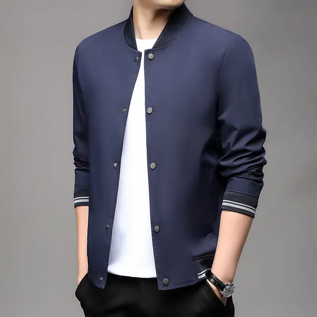卡丹狄诺 美式休闲舒适春秋季棒球领抗皱透气时尚潮流单排扣夹克外套 男款