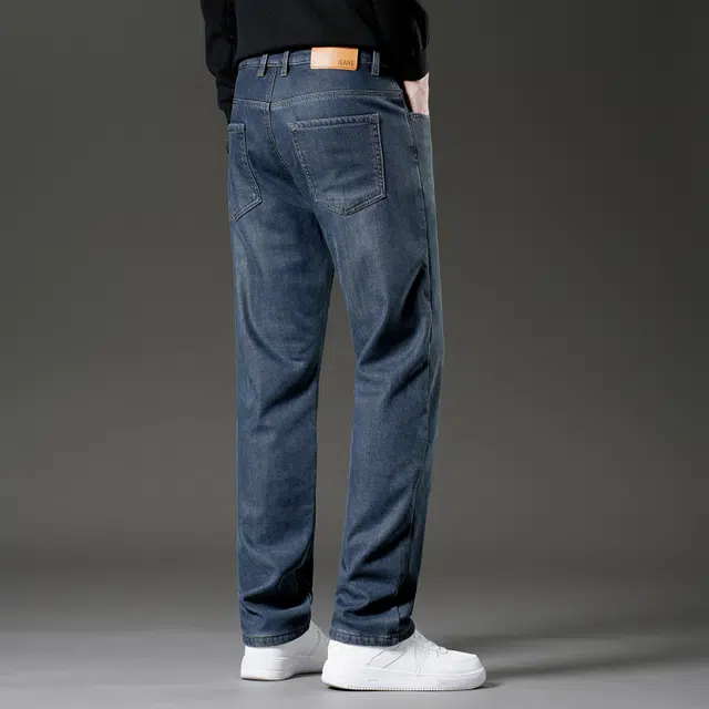 卡丹狄诺 天丝莱赛尔加绒加厚男士冬季柔软轻商务休闲中高腰保暖轻奢长裤男裤子男牛仔裤 男款