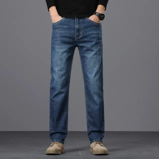 卡丹狄诺 秋冬直筒厚款轻奢保暖舒适通勤百搭轻商务休闲长裤男裤子男牛仔裤 男款
