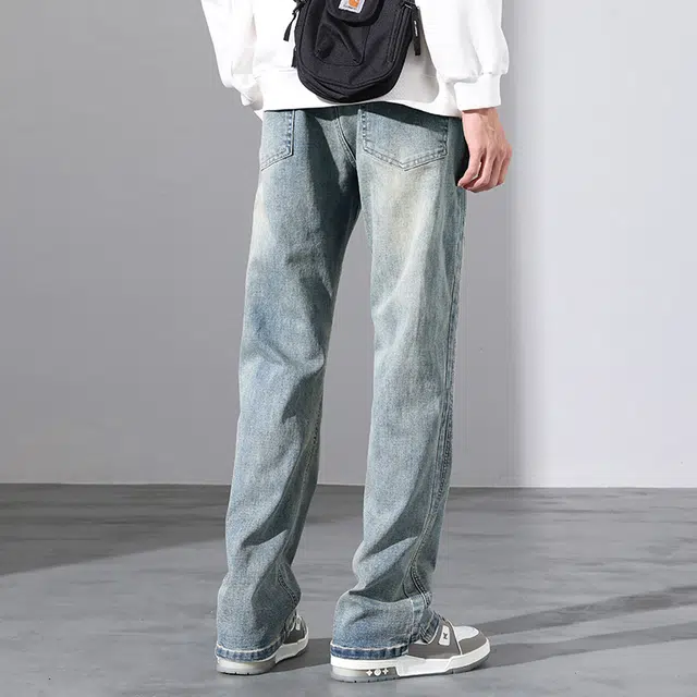 卡丹狄诺 美式复古街头风微喇休闲百搭水洗渐变舒适亲肤潮流牛仔裤 男女同款