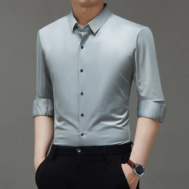 卡丹狄诺 无痕垂顺轻商务休闲百搭经典纯色衬衣男简约舒适亲肤春秋季长袖衬衫 男款