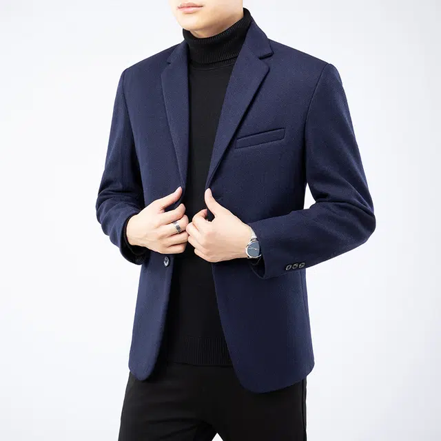 卡丹狄诺 含绵羊毛男士秋冬西服男保暖舒适轻商务休闲百搭秋季纯色单西男西装 男款