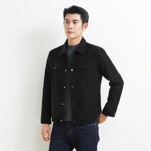 卡丹狄诺 经典翻领皮夹克男秋冬轻商务立体剪裁宽松休闲单排扣铆钉美式复古工装高街外套高级感行政皮衣 男款