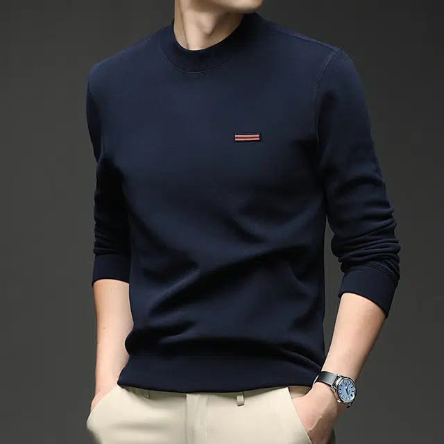 卡丹狄诺 含桑蚕丝莱赛尔纯色亲肤舒适高弹百搭运动休闲打底衫男秋冬季骆驼绒保暖软糯抗皱抗静电长袖圆领卫衣 男款