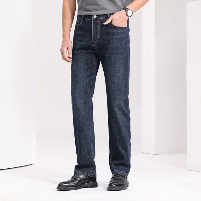 卡丹狄诺 男士夏季纯色直筒修身透气牛仔裤 男款