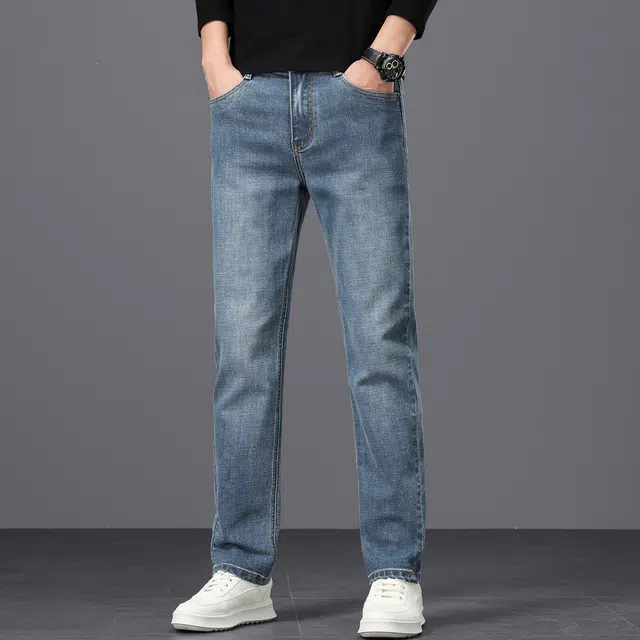 卡丹狄诺 复古秋冬直筒厚款轻奢保暖舒适通勤百搭轻商务休闲长裤男裤子男牛仔裤 男款