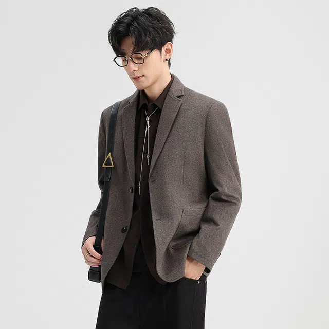 卡丹狄诺 羊毛内胆男士秋冬西服男极简风保暖舒适休闲潮流百搭纯色帅气雅痞单西男西装 男女同款