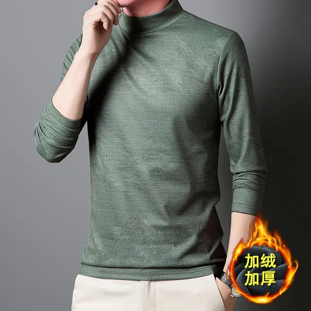 卡丹狄诺 含桑蚕丝羊毛奥粒绒内里加绒加厚秋冬季半高领长袖打底衫保暖舒适弹力户外休闲通勤卫衣 男款