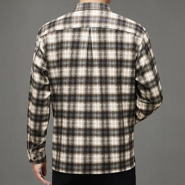 卡丹狄诺 含绵羊毛时尚复古休闲高街潮牌文艺风格子翻领日常通勤百搭外套长袖衬衫 男女同款