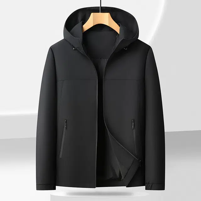 卡丹狄诺 秋季休闲纯色连帽长袖外套时尚户外运动登山简约舒适透气耐磨防风夹克 男款