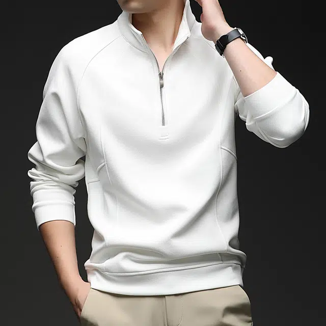 卡丹狄诺 长绒棉秋冬季宽松休闲长袖半拉链立领品质户外潮流纯色打底衫卫衣 男女同款