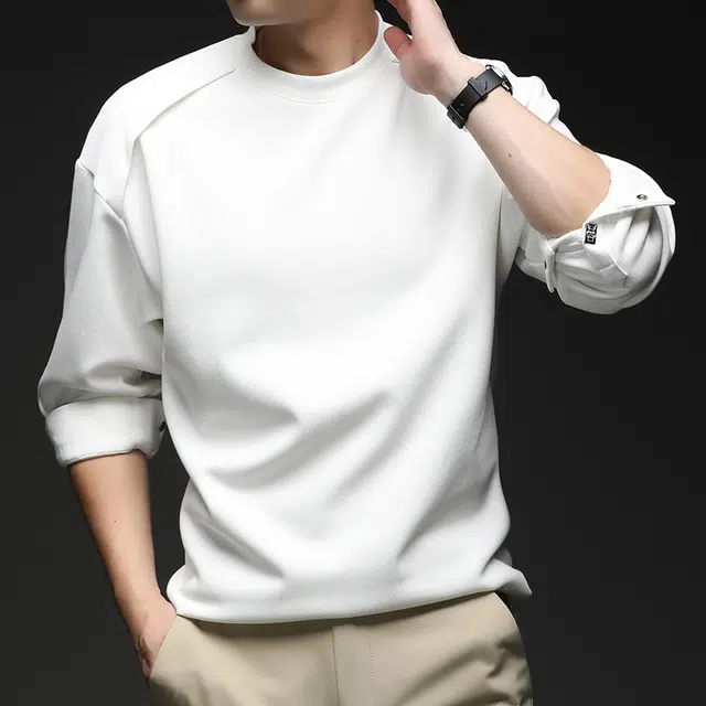 卡丹狄诺 长绒棉宽松休闲秋冬季长袖·男轻奢品质户外潮流百搭纯色上衣打底衫男圆领卫衣 男女同款