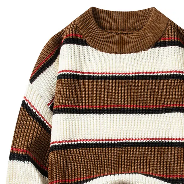 卡丹狄诺 秋冬季条纹撞色保暖男士上衣毛衣 男款