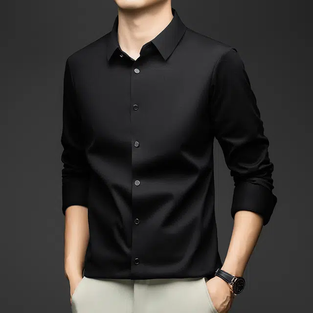 卡丹狄诺 男士长袖纯色秋冬季加绒加厚保暖百搭款衬衫 男款