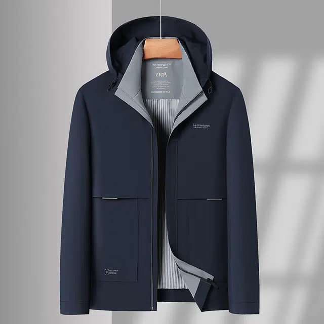 卡丹狄诺 防风连帽春秋季轻商务户外休闲百搭长款多口袋夹克外套 男款