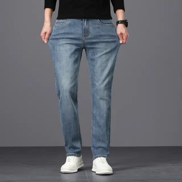 卡丹狄诺 复古秋冬直筒厚款轻奢保暖舒适通勤百搭轻商务休闲长裤男裤子男牛仔裤 男款