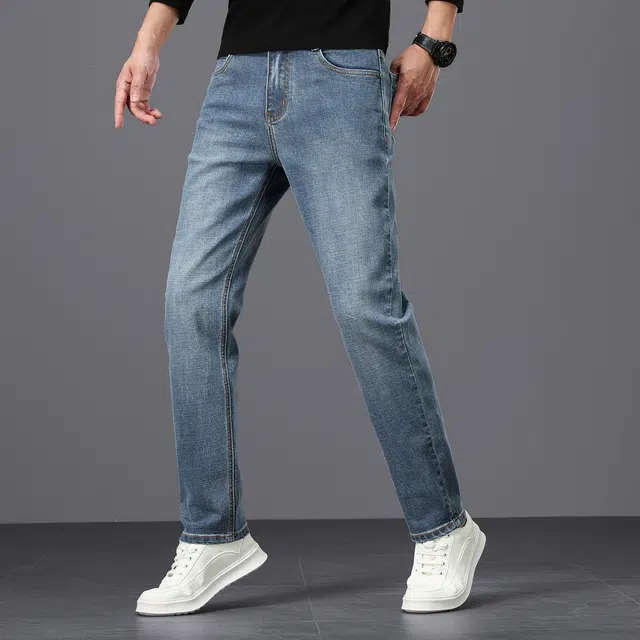 卡丹狄诺 复古秋冬直筒厚款轻奢保暖舒适通勤百搭轻商务休闲长裤男裤子男牛仔裤 男款