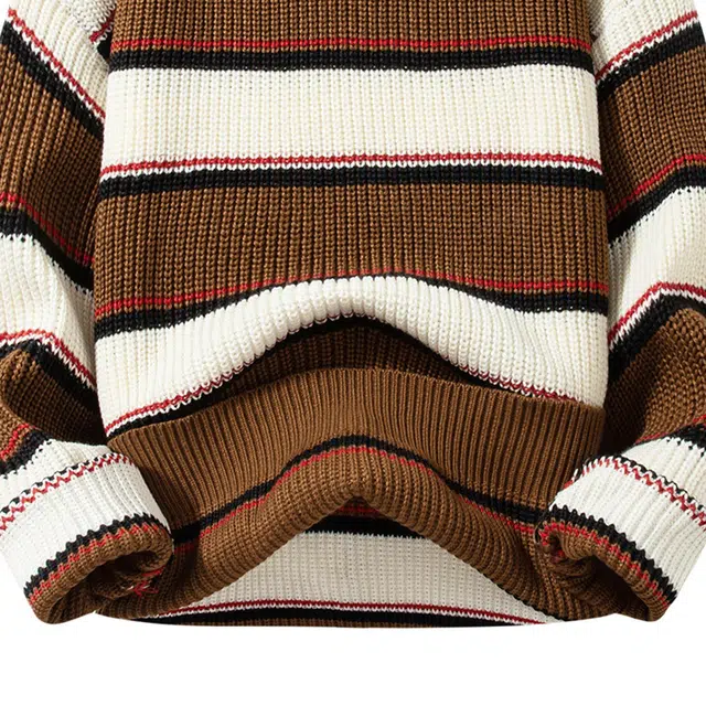 卡丹狄诺 秋冬季条纹撞色保暖男士上衣毛衣 男款