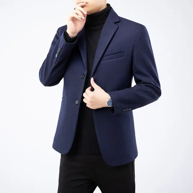 卡丹狄诺 含绵羊毛男士秋冬西服男保暖舒适轻商务休闲百搭秋季纯色单西男西装 男款