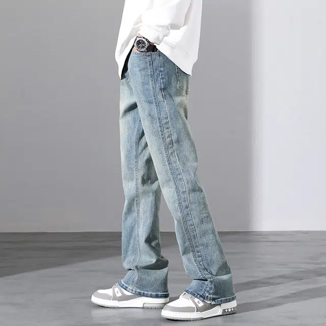 卡丹狄诺 美式复古街头风微喇休闲百搭水洗渐变舒适亲肤潮流牛仔裤 男女同款