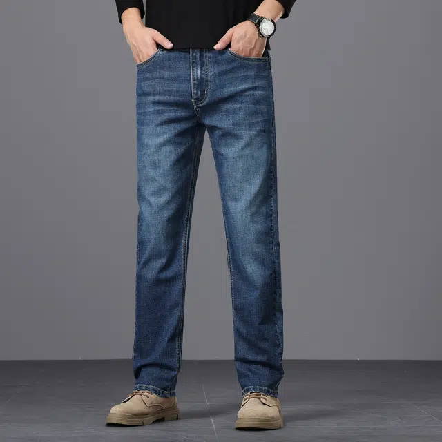卡丹狄诺 秋冬直筒厚款轻奢保暖舒适通勤百搭轻商务休闲长裤男裤子男牛仔裤 男款