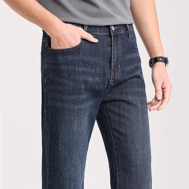 卡丹狄诺 男士夏季纯色直筒修身透气牛仔裤 男款