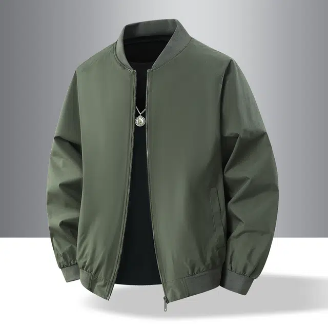 卡丹狄诺 美式复古纯色基础休闲个性潮牌宽松舒适长腿工装百搭落肩针织罗纹重磅常规款飞行员夹克外套 男女同款