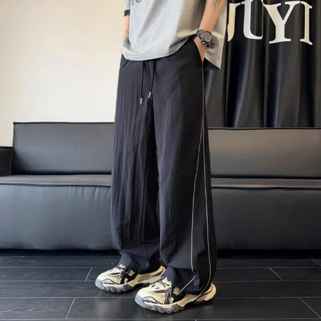 一碗士多 美式高街潮牌凉感冰丝阔腿裤 宽松百搭垂感强适合户外通勤休闲裤 男女同款