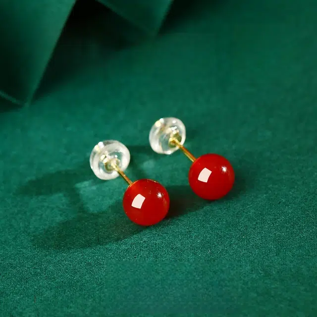 茂琼 吉祥如意万事顺遂平安喜乐新中式国潮复古民族风简约小众设计耳饰时尚百搭高级饰品#好运 玛瑙 耳钉 女款