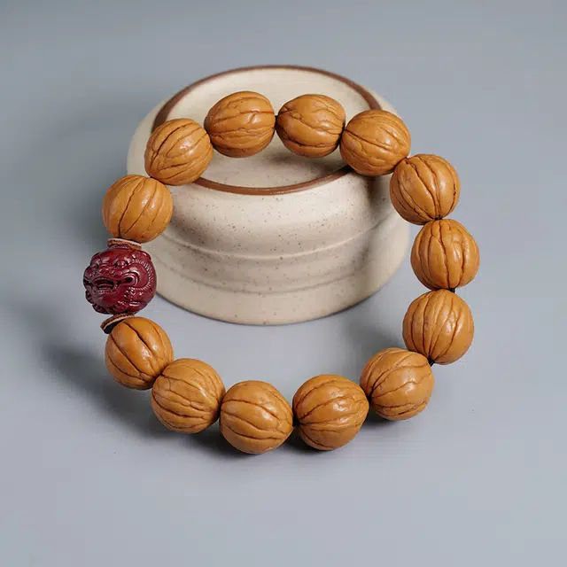 茂琼 八方来财万事顺遂吉祥好运新中式国潮复古手工转运珠文玩原籽文玩配饰精品紫金砂朱砂雕刻貔貅盘玩佛珠单圈 猴头核桃 手串 男款