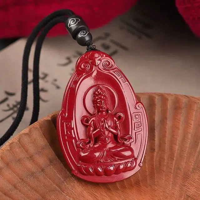 茂琼 时尚 简约 观音菩萨吊坠首饰饰品高含量小众百搭高级感#好运 朱砂 项链 男女同款情侣款