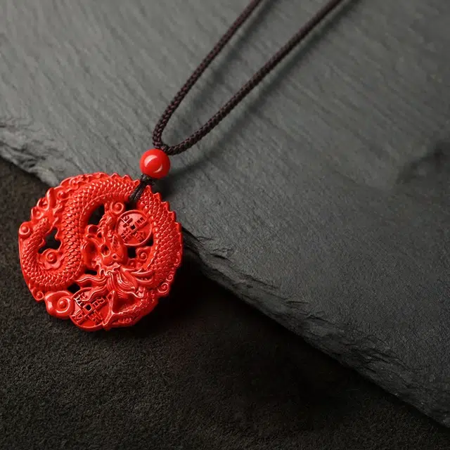 茂琼 简约 时尚 龙牌吊坠小众百搭高级感饰品#好运 朱砂 项链 男女同款情侣款