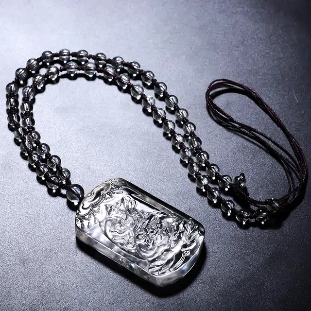 茂琼 简约 时尚 本命佛观音普贤菩萨十二生肖百搭高级感#好运 白水晶 项链 男女同款情侣款