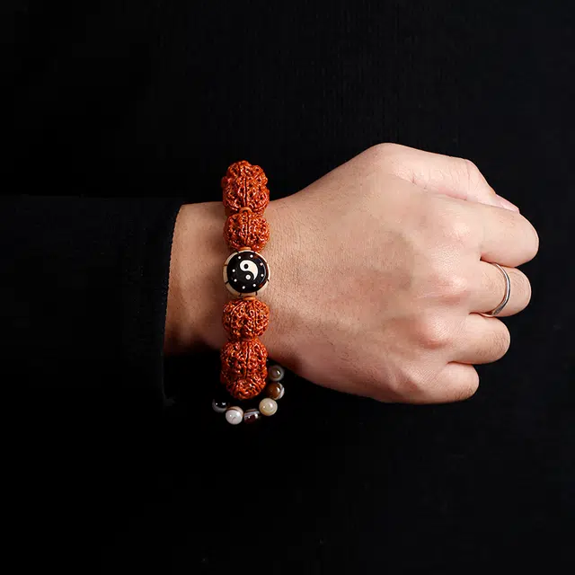 茂琼 新中式国潮复古典雅气质文玩原籽精品红皮五瓣满肉佛珠文玩时尚百搭高级文玩盘玩念珠#好运 金刚菩提 手串 男款