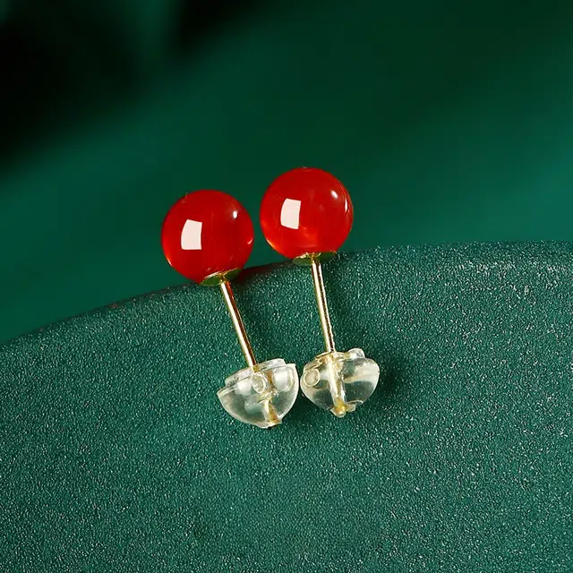 茂琼 吉祥如意万事顺遂平安喜乐新中式国潮复古民族风简约小众设计耳饰时尚百搭高级饰品#好运 玛瑙 耳钉 女款