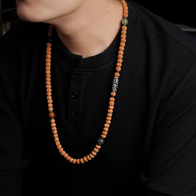 茂琼 财运滚滚平安喜乐福气满满新中式国潮民族风佛珠九眼天珠文玩配饰复古典雅高级念珠#好运 金刚菩提 手串  男女同款情侣款