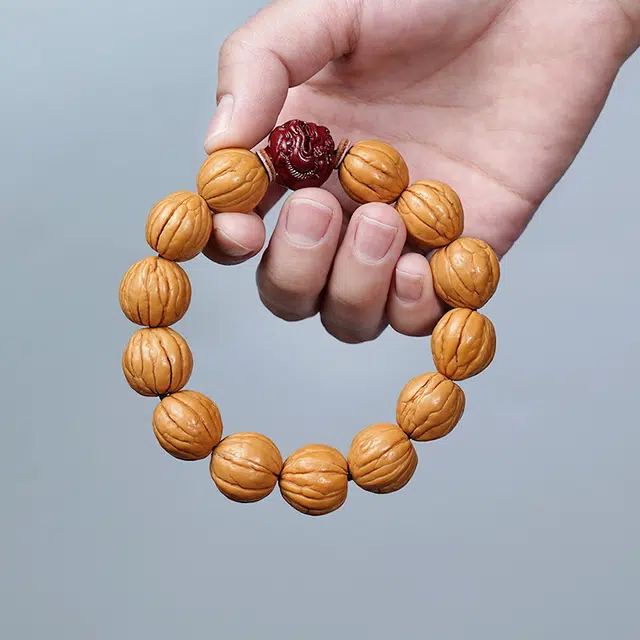 茂琼 八方来财万事顺遂吉祥好运新中式国潮复古手工转运珠文玩原籽文玩配饰精品紫金砂朱砂雕刻貔貅盘玩佛珠单圈 猴头核桃 手串 男款