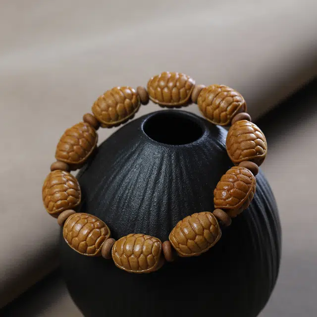 茂琼 复古简约 精致雅致 双面雕刻富甲佛珠木质文玩佛珠饰品 檀木 手串 男女同款情侣款