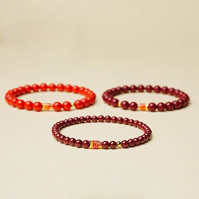 茂琼 诸事顺利好运连连万事顺遂一帆风顺新中式国潮古风文玩时尚潮流百搭高级文玩念珠转运珠盘玩手链 朱砂 手串 女款