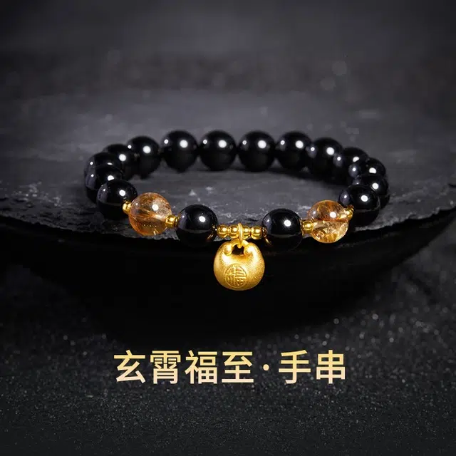 茂琼 岁无忧 多喜乐 小胖福新中式复古高级感 黑曜石 手串 男款