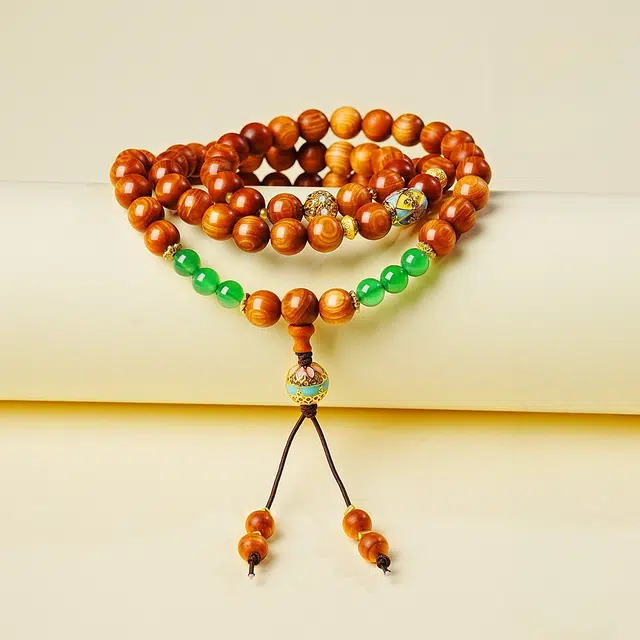 茂琼 八方来财万事顺遂好运连连中式国潮古风文玩转运珠高端冷门木质文玩佛珠手链复古时尚简约典雅文玩念珠 崖柏 手串 男女同款情侣款