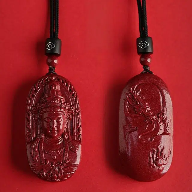茂琼 简约 时尚 观音吊坠菩萨小众百搭高级感#好运 朱砂 项链 男女同款情侣款